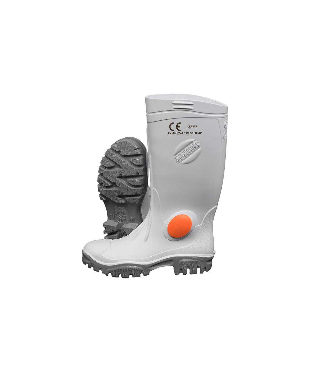 White/Grey Knee Length Heavy Duty Steel Toe Gumboot
