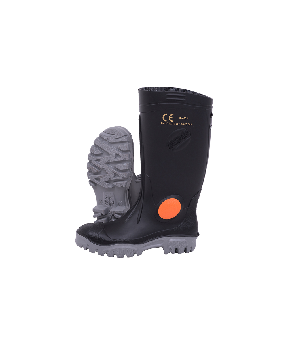 Black/Grey Knee Length Heavy Duty Steel Toe Gumboot