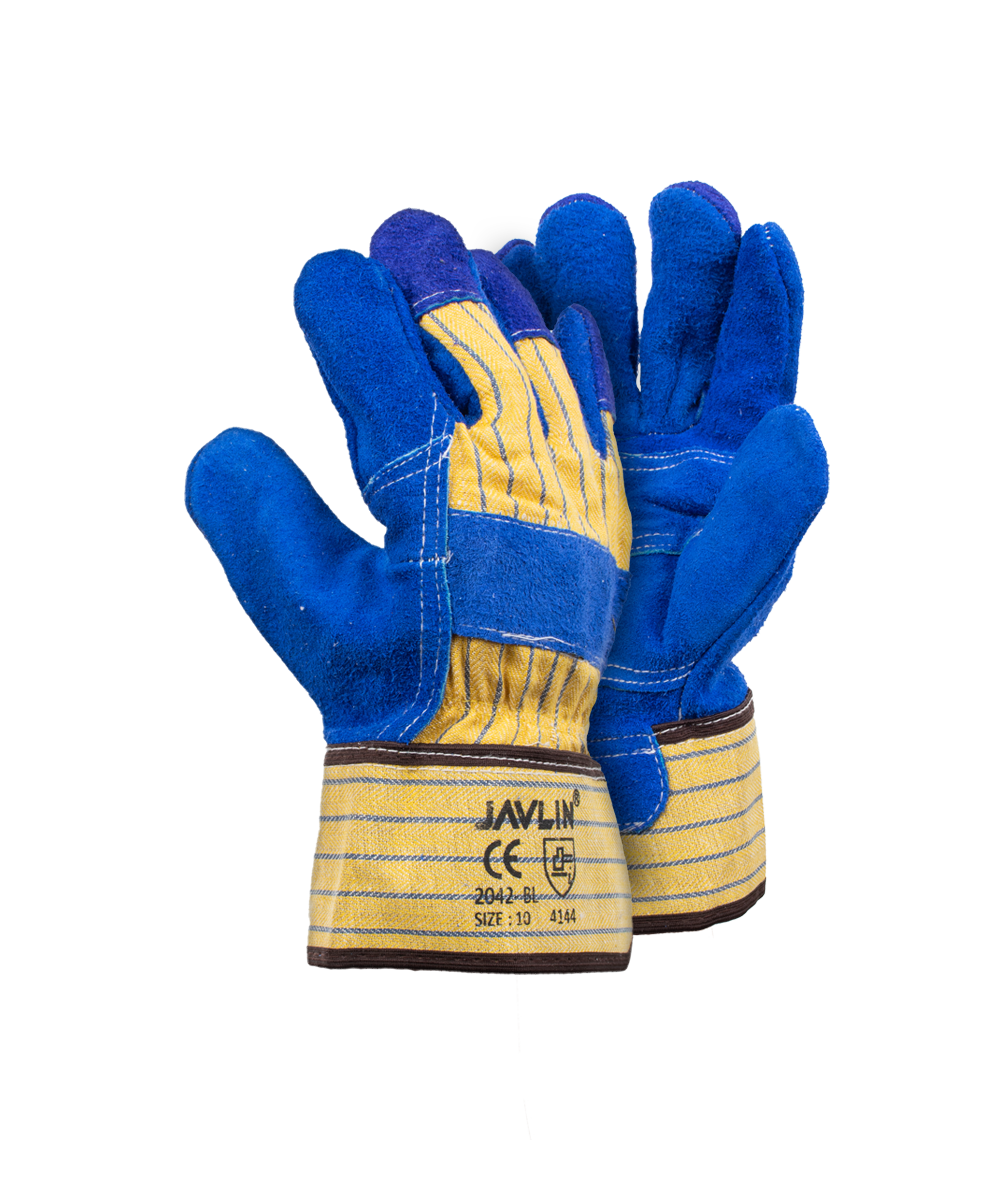 Premium Blue Leather Candy Stripe Gloves