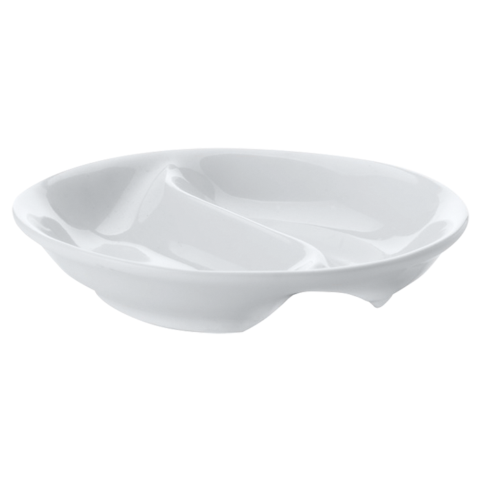 White Basics Round Divided Sauce Dish