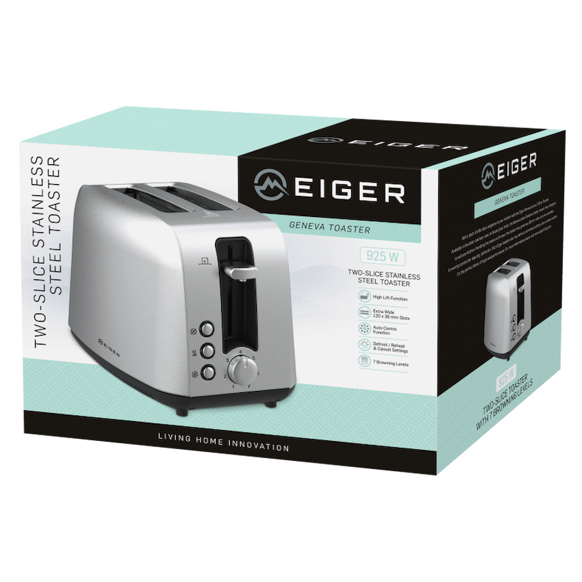 EIGER GENEVA 2 SLICE STAINLESS STEEL TOASTER - SS