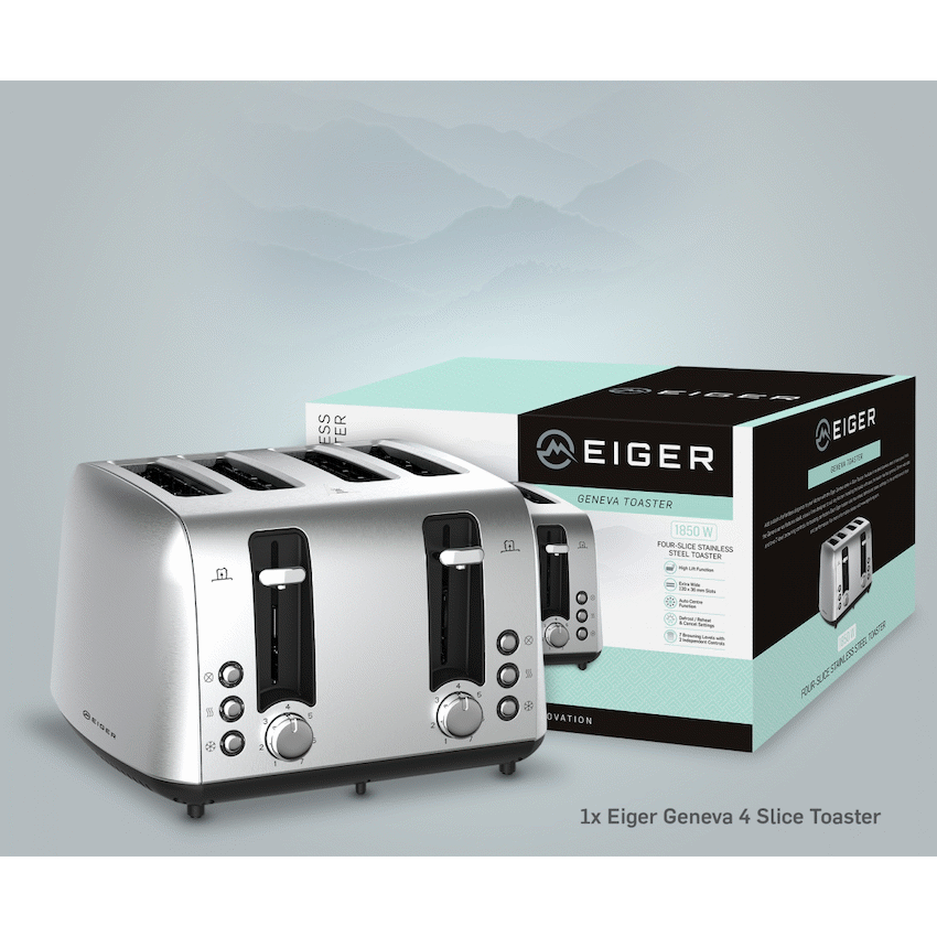 EIGER GENEVA 4 SLICE STAINLESS STEEL TOASTER - SS