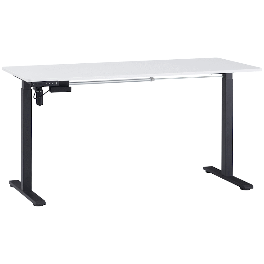 Berlin Height-Adjustable Desk - Black Frame - White Desktop