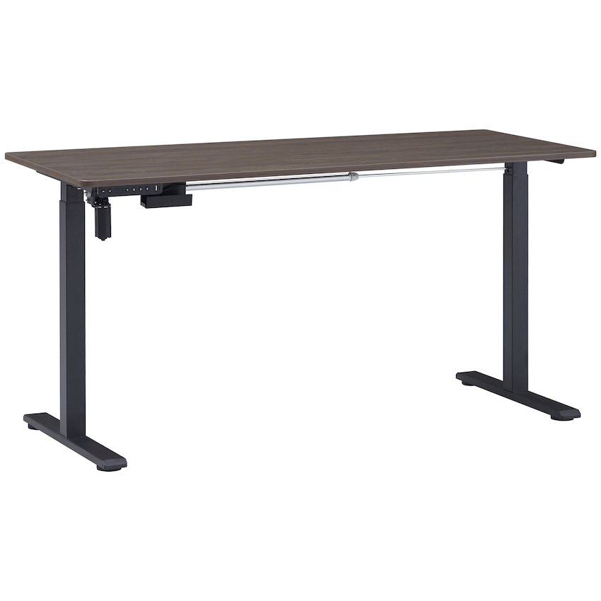 Berlin Height-Adjustable Desk - Black Frame - Chestnut Desktop