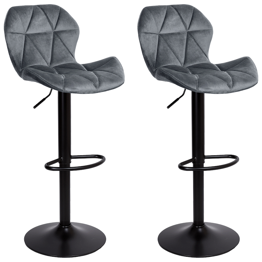 Everfurn Tira Barstool - Grey Velvet (2 Pack)