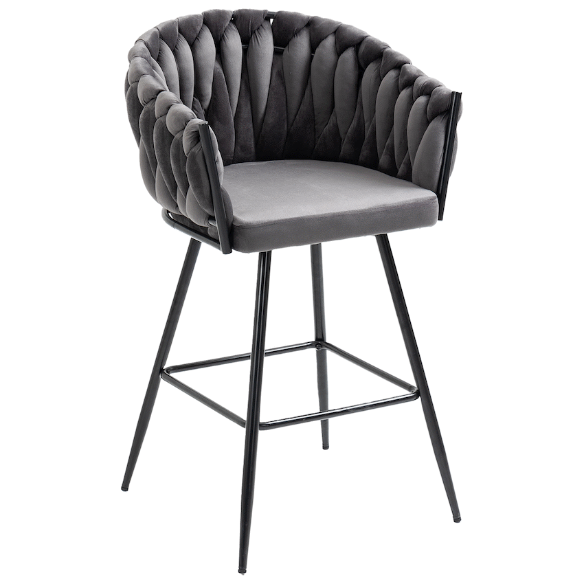 Everfurn Premium Florest Large Velvet Barstool - 2 Pack