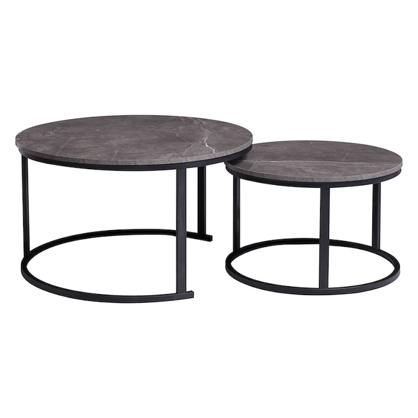 Everfurn Nile Nesting Coffee Table Marble, 2 Piece