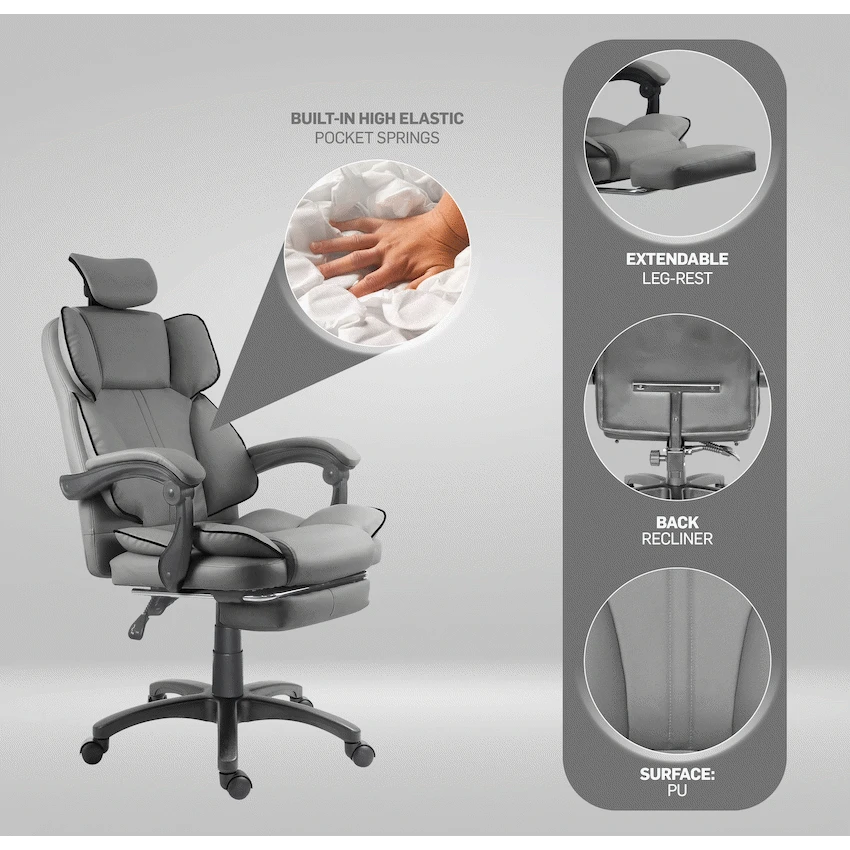 Everfurn Emperor High Back Chair - Grey - Image 4