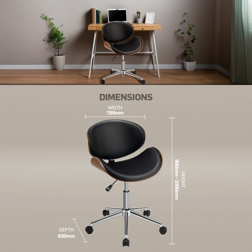 Amos Mid Back Office Chair - Black - Image 4