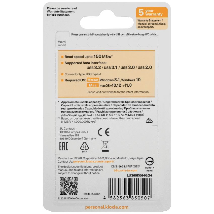 Kioxia U365- 64GBUSB 3.2 Yamabiko Slyder Type - Image 6
