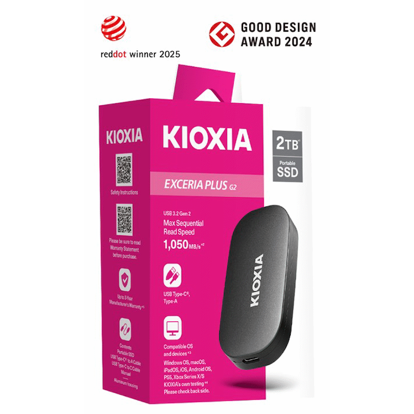 Kioxia Exceria Plus G2 Portable SSD Series, USB 3.2 Gen2 2000gb