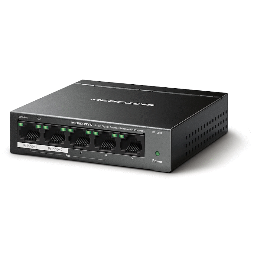 TP-Link Mercusys MS105GP 5-Port Gigabit Desktop Switch with 4-Port PoE+