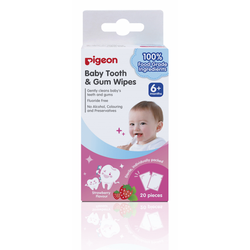 PIGEON BABY TOOTH & GUM WIPES STRAWBERRY 20S