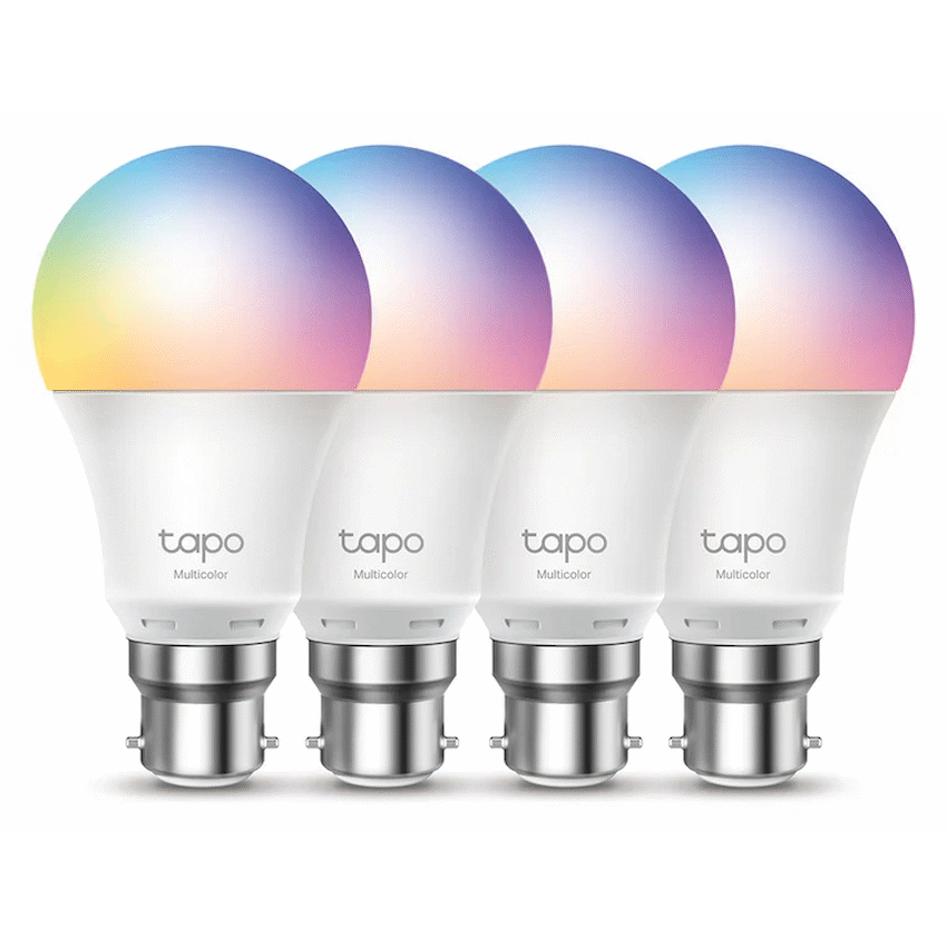 TP-Link Tapo L530B (4-Pack) 9w Smart Wi-Fi Light Bulb, Multicolor, A60, B15