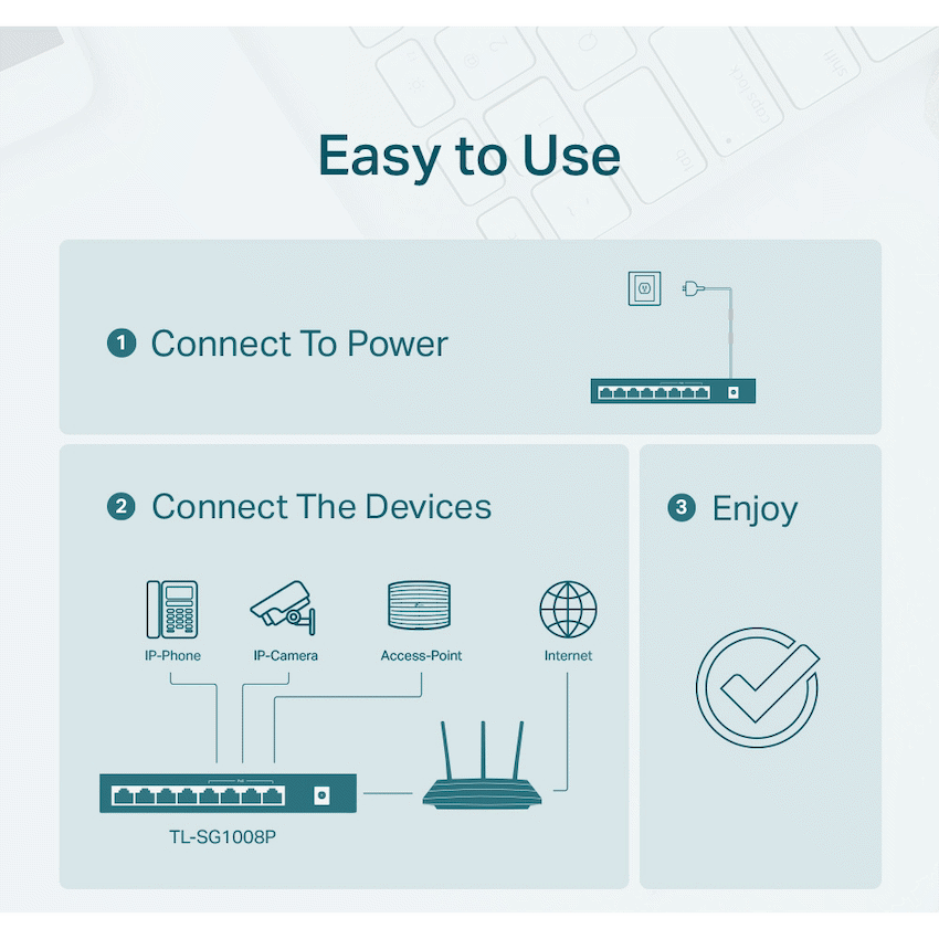 TP-Link TL-SG1008P 8-Port Gigabit Desktop POE Switch - Image 5