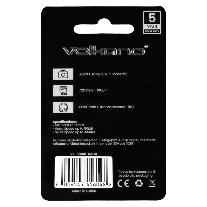 Volkano Micro Series Micro SD card 64GB - Class 10 - Image 2