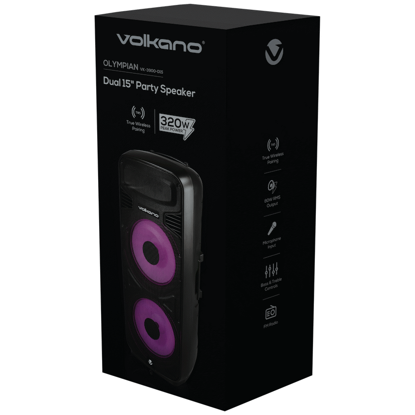 Volkano Olympian Series Dual 15" Party Speaker - Black - Image 2
