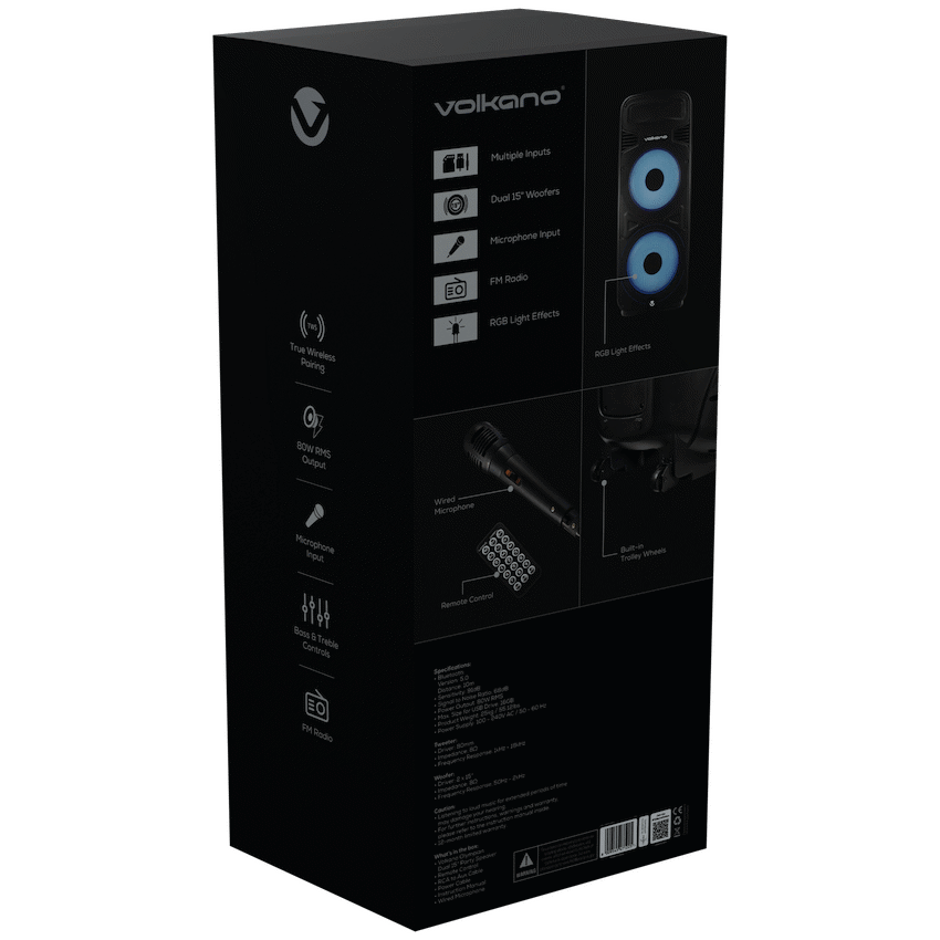 Volkano Olympian Series Dual 15" Party Speaker - Black - Image 5