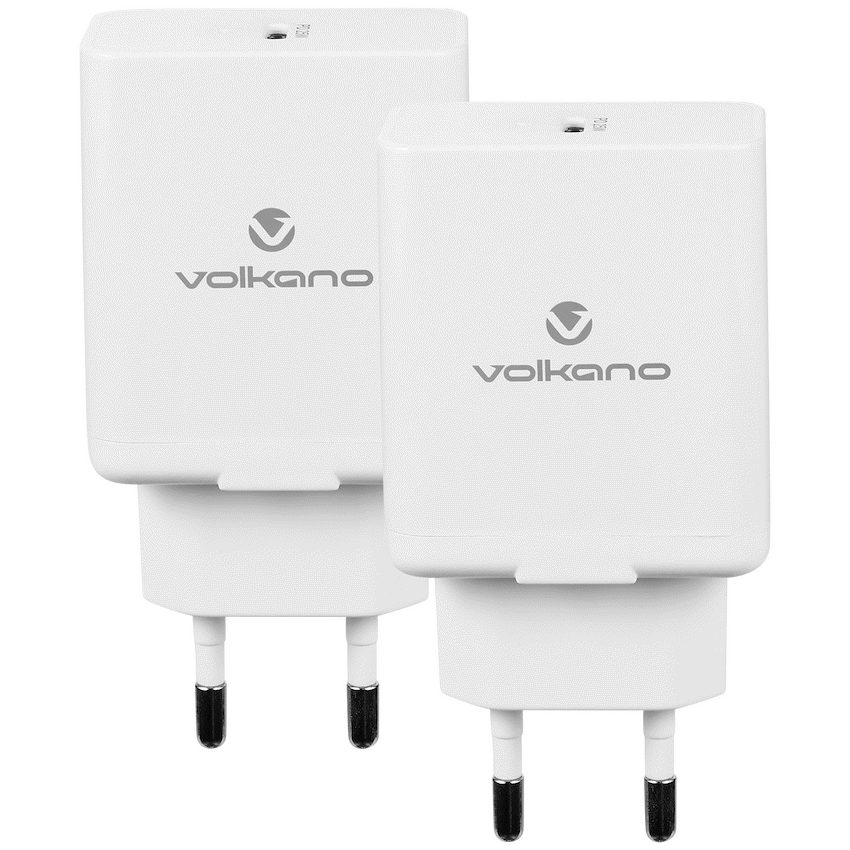 Volkano Potent Series 25w P.D. / PPS Wall Charger - Bundle of 2 - White