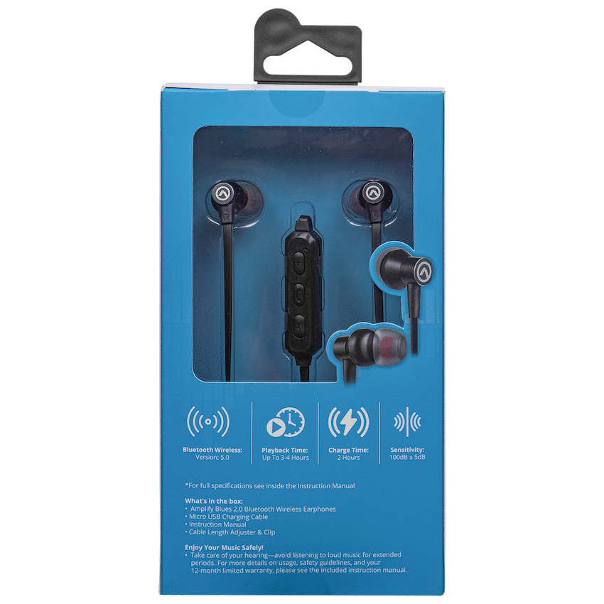 Amplify Blues 2.0 Bluetooth Earphones - Solid Black - Image 4