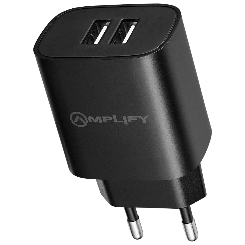 Amplify Dual USB Wall Charger with Micro Cable - Black