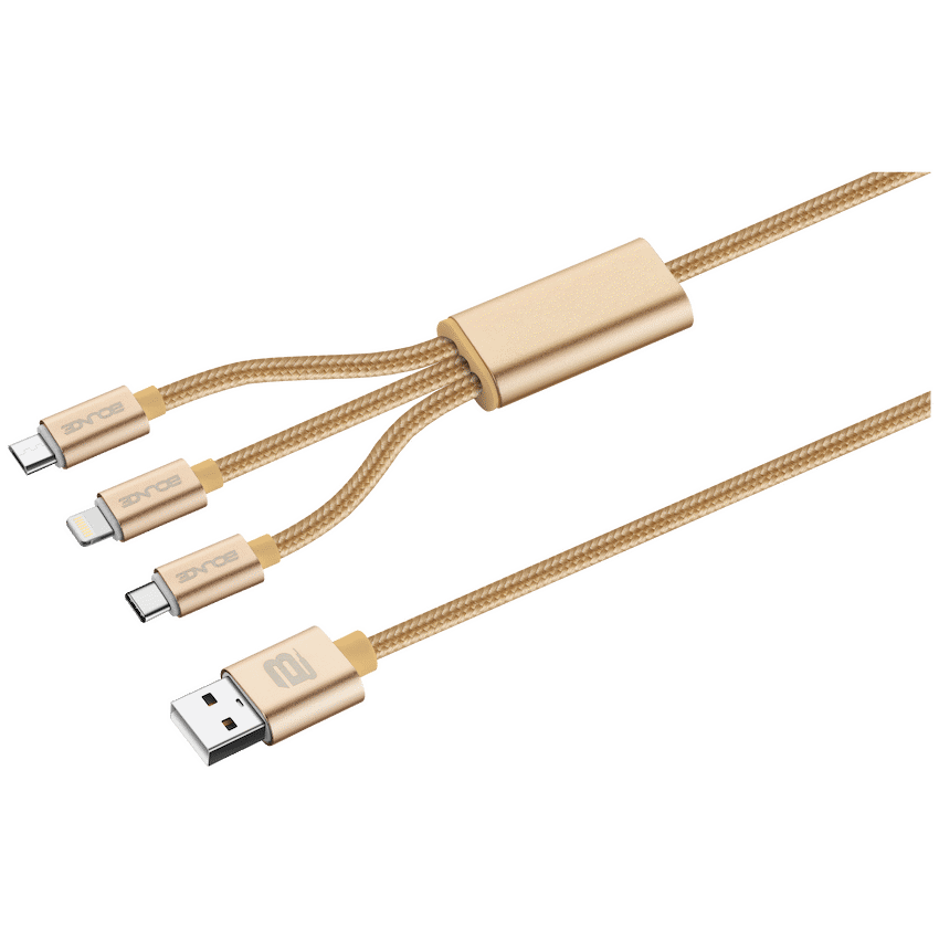 Bounce Cord Series 3-in-1 Charge Cable - Gold
