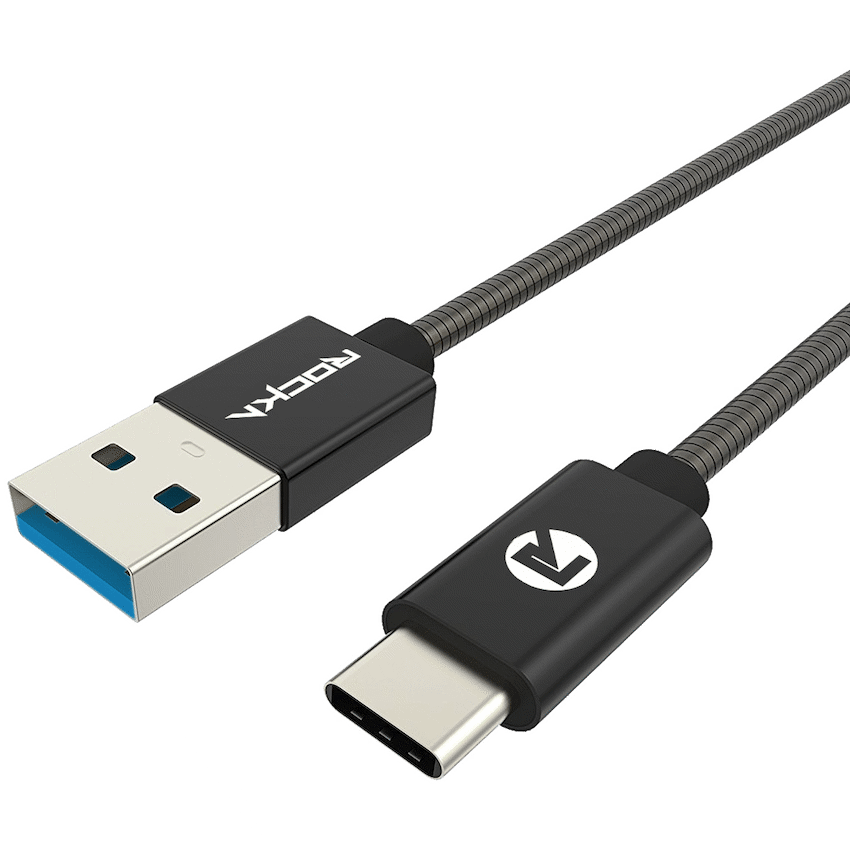 Rocka Blitz Series USB Type-C to USB 3.0 Cable 1.5m - Black Metal Flexi