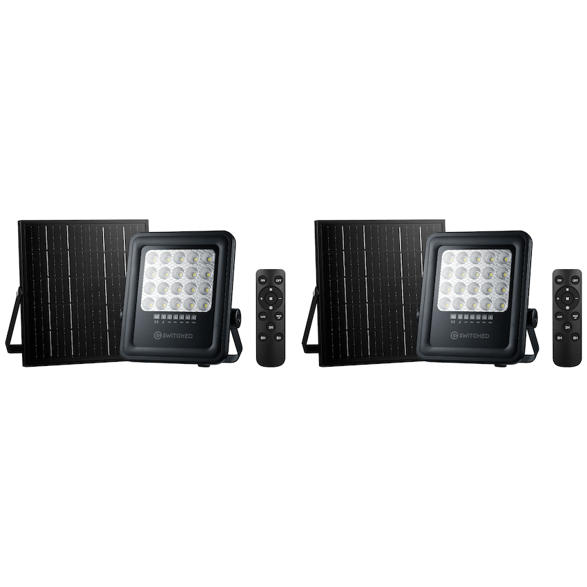 2 x Switched - 50w Solar Floodlight with Remote