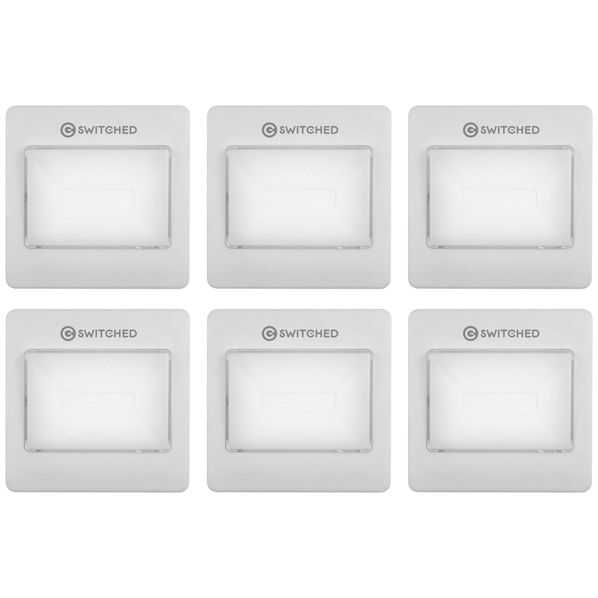 6x Switched 120 Lumen LED Light Switch - White