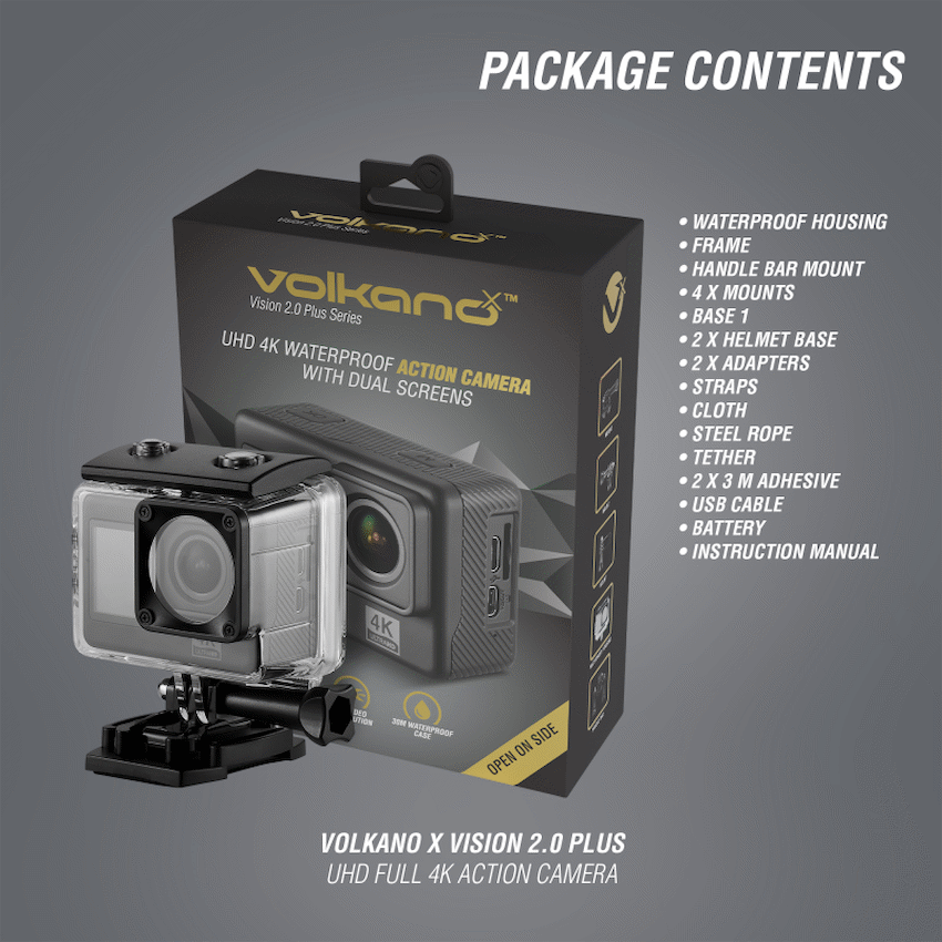 VolkanoX Vision 2.0 Plus 4K UHD Action Camera with Front Screen