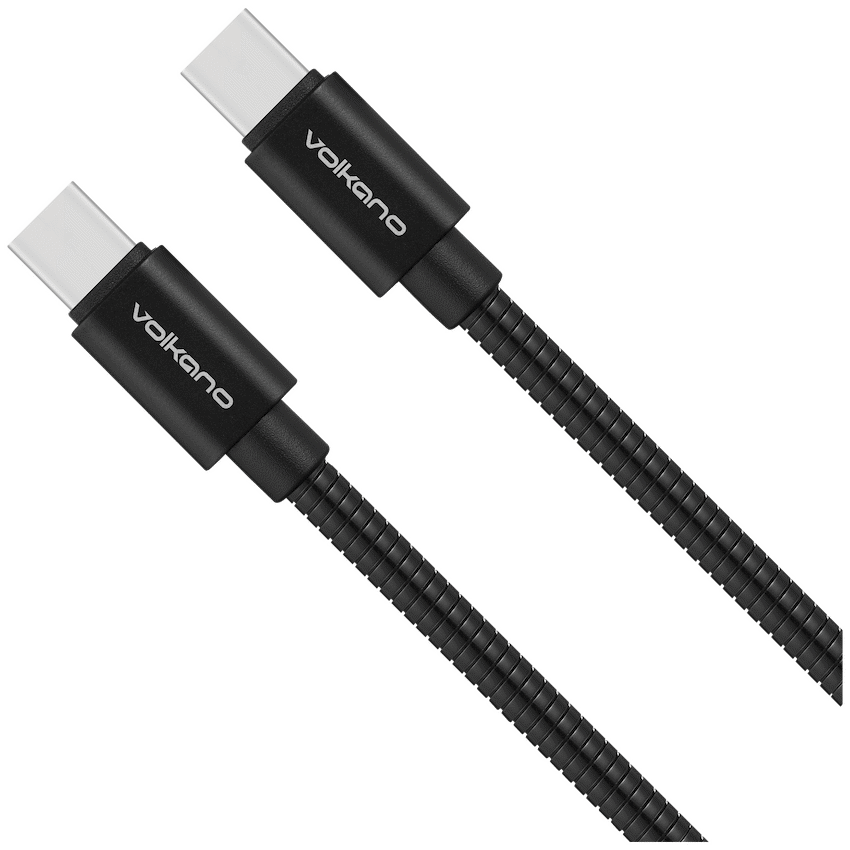 Volkano Iron Series Round Metallic Type-C to Type-C Cable 1m - Black