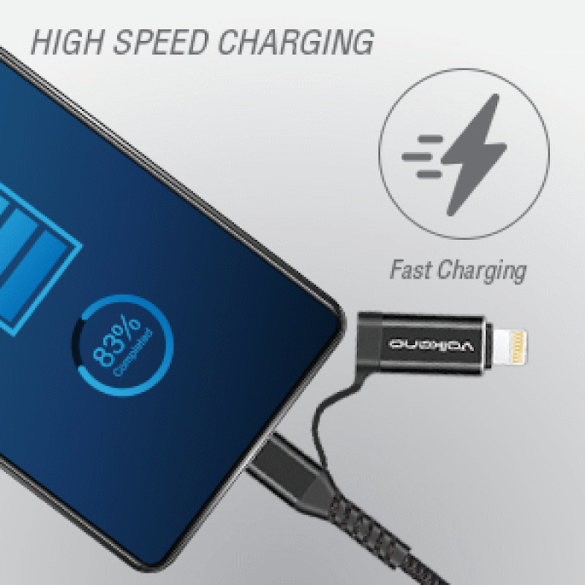 Volkano Weave series 4-in-1 charge & data cable - 1.8m/6ft