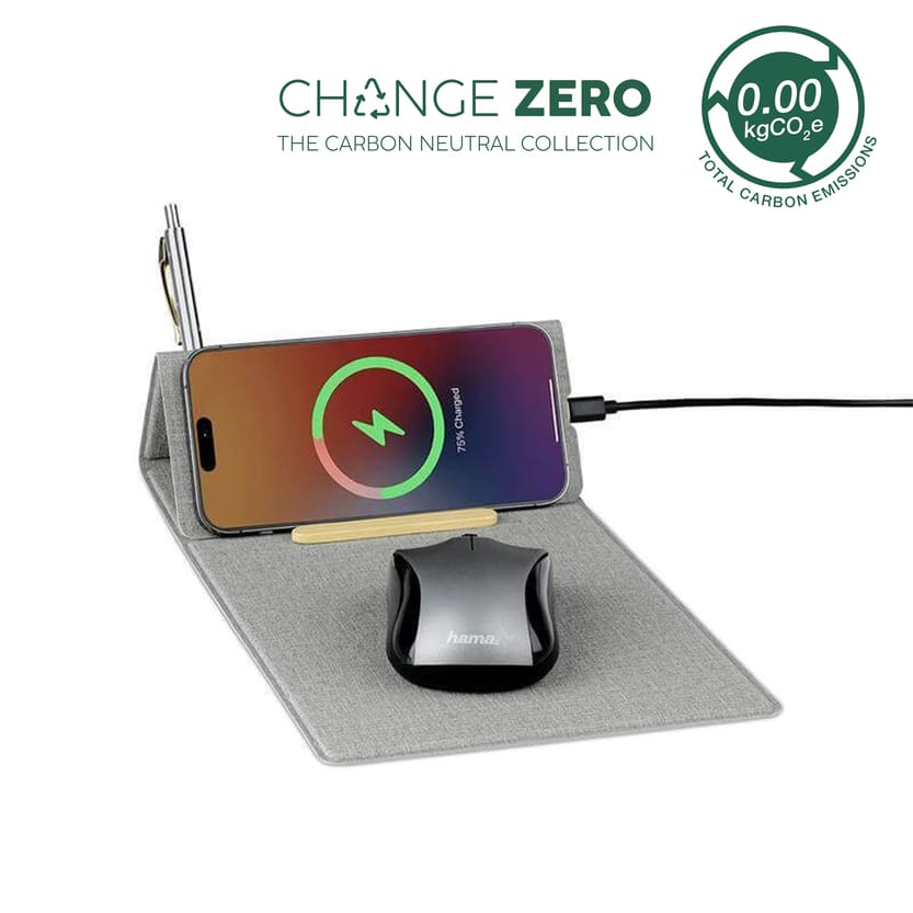 BLACE - CHANGE ZERO Recycled PU 15W Wireless Mousepad & Desk Organizer