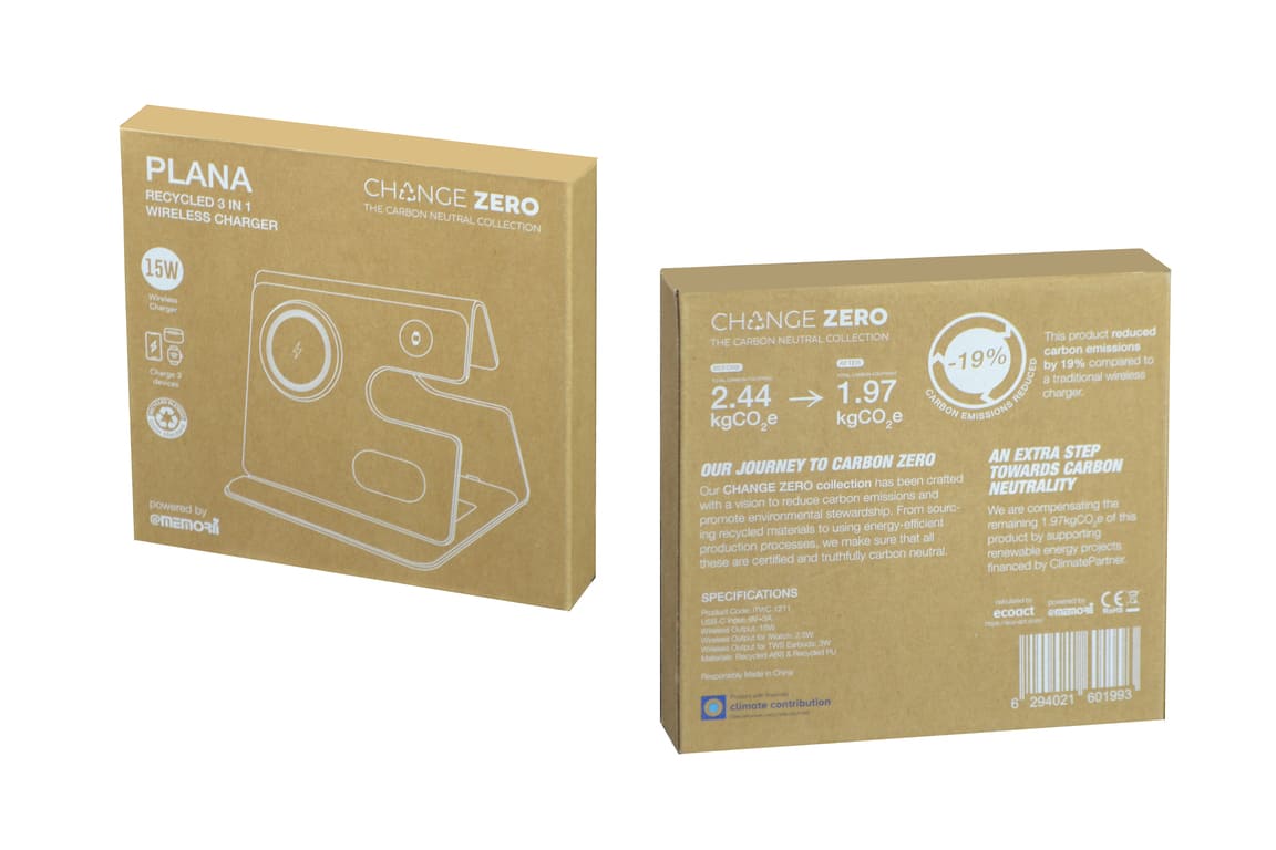 PLANA - CHANGE ZERO Recycled 3-in-1 Wireless Charger Station