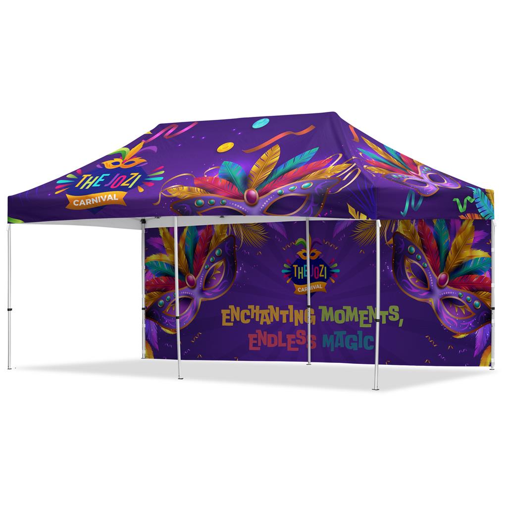 Coated Steel Sublimated Gazebo 6m x 3m -  2 Long Full-Wall Skins