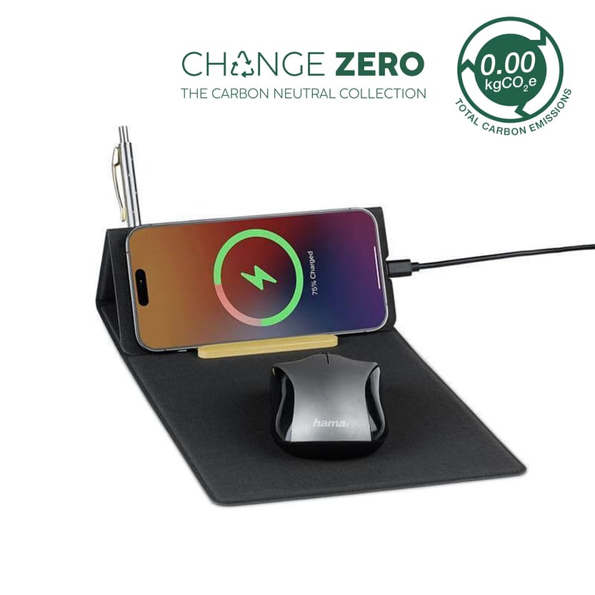 BLACE - CHANGE ZERO Recycled PU 15W Wireless Mousepad & Desk Organizer