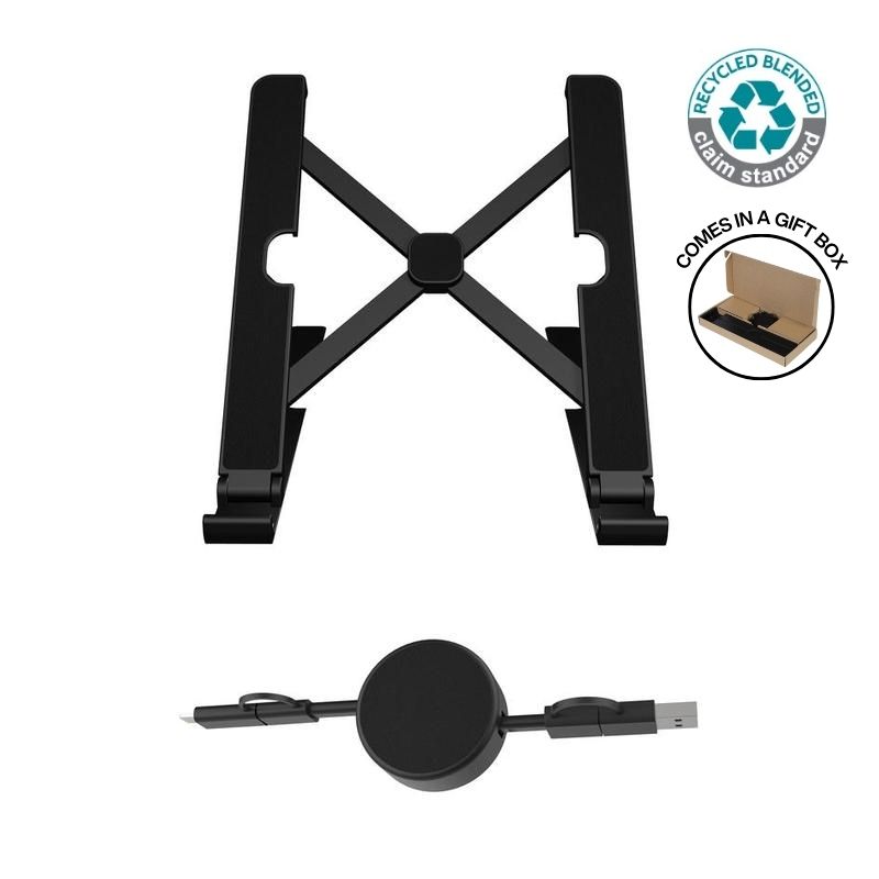 BRELA - @memorii Set of Recycled Laptop Stand and retractable cable