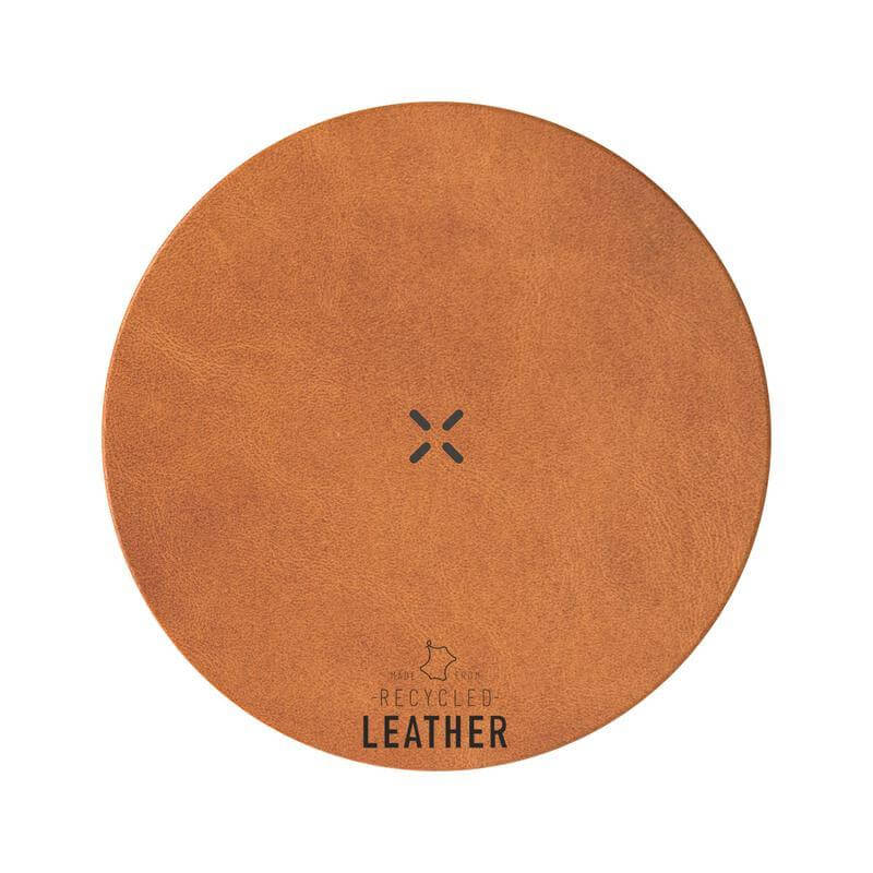 ANZIO - Recycled Leather 15W Wireless Charger - White/Tan - Image 3