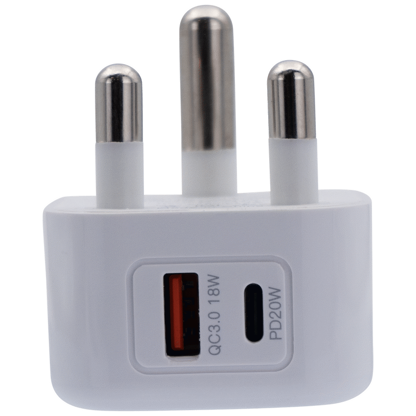 Volkano Robust Series 3-Pin SA to 20w PD + QC 3.0 Wall Charger