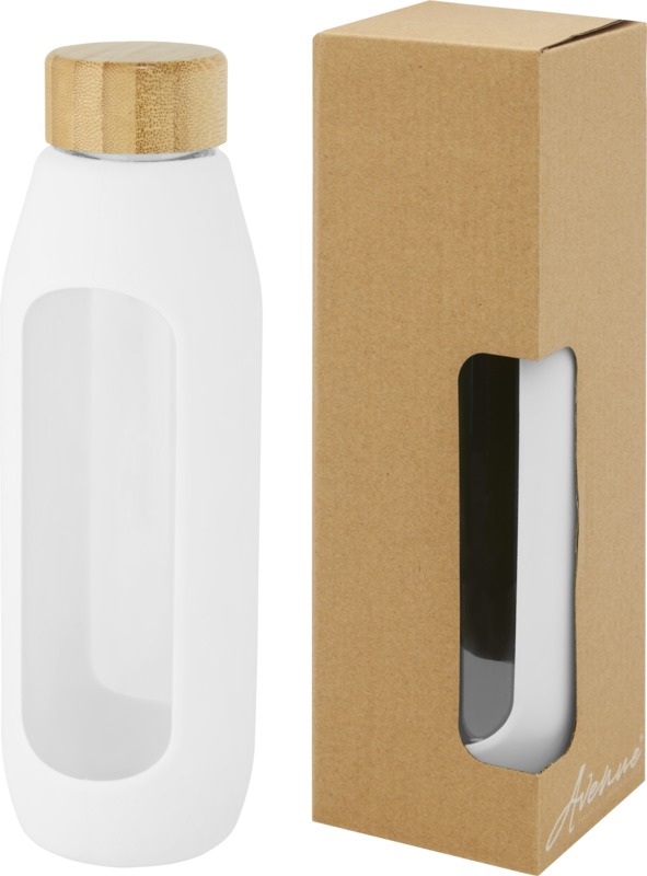 Tidan 600 ml borosilicate glass bottle with silicone grip