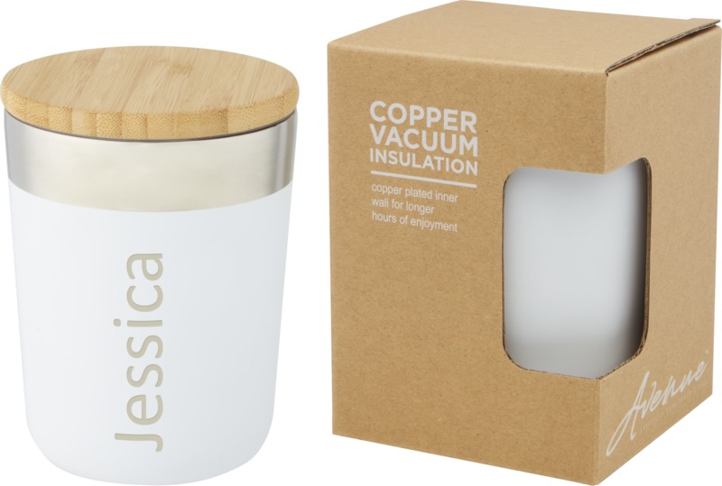 Lagan 330 ml copper vacuum insulated stainless steel tumbler with bamboo lid - Image 10