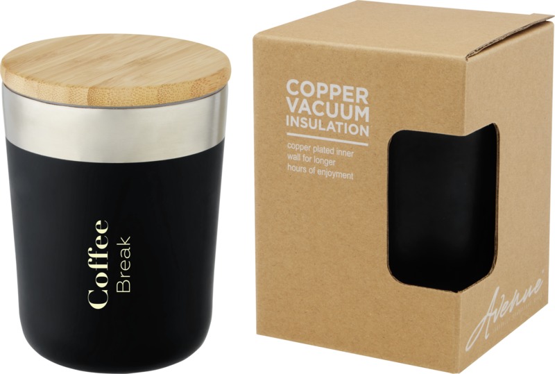 Lagan 330 ml copper vacuum insulated stainless steel tumbler with bamboo lid - Image 38