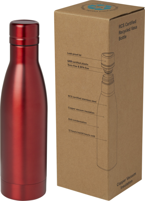 Vasa 500 ml RCS certified recycled stainless steel copper vacuum insulated bottle - Image 7