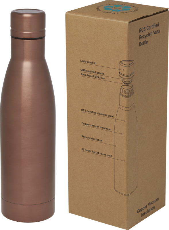 Vasa 500 ml RCS certified recycled stainless steel copper vacuum insulated bottle - Image 14