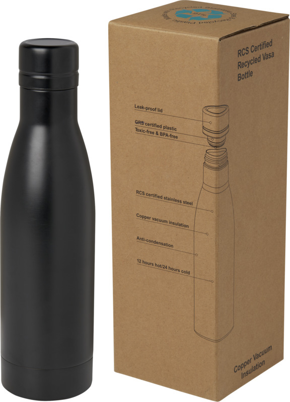 Vasa 500 ml RCS certified recycled stainless steel copper vacuum insulated bottle - Image 41