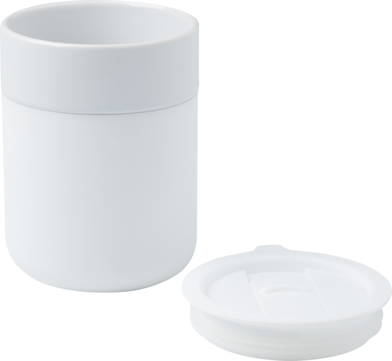 Java 330 ml ceramic tumbler with silicone wrap and plastic lid - Image 3
