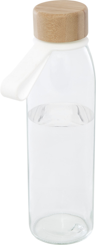 Porto 500 ml glass water bottle with silicone handle and bamboo lid