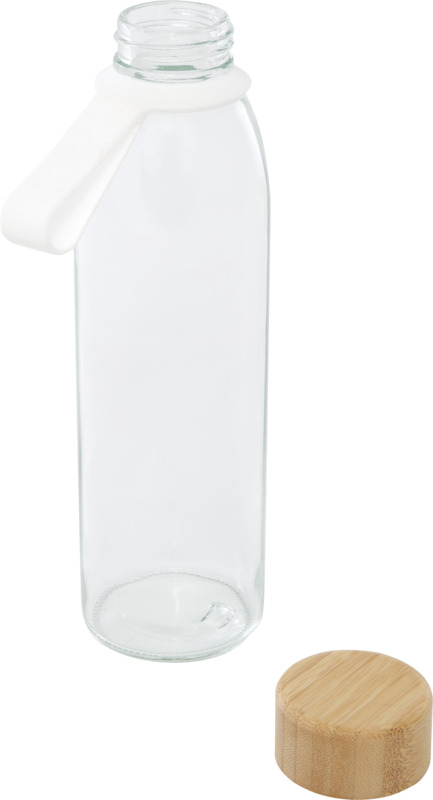 Porto 500 ml glass water bottle with silicone handle and bamboo lid - Image 3