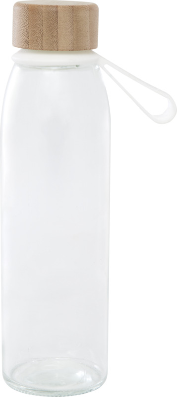 Porto 500 ml glass water bottle with silicone handle and bamboo lid - Image 2