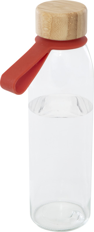 Porto 500 ml glass water bottle with silicone handle and bamboo lid - Image 6
